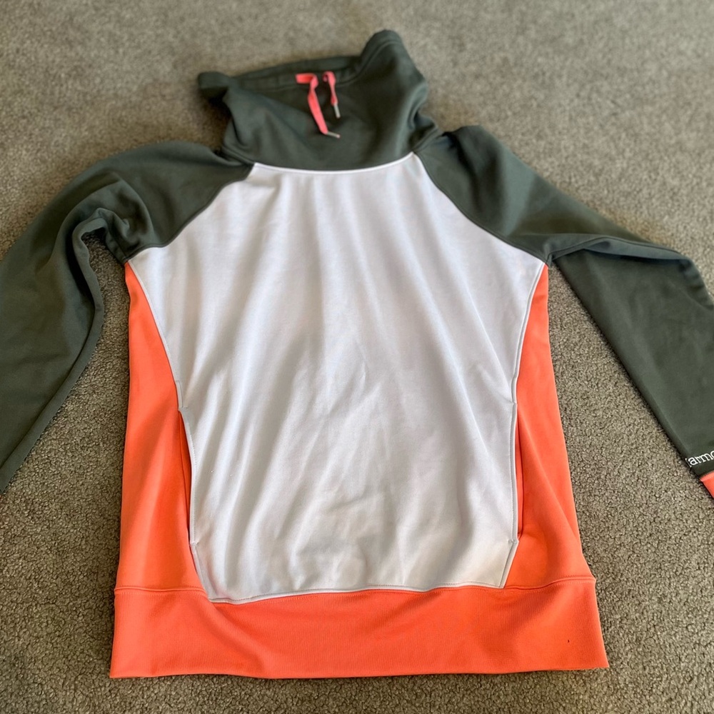 Marmot Colorblock Pullover - green, ivory, and salmon turtleneck